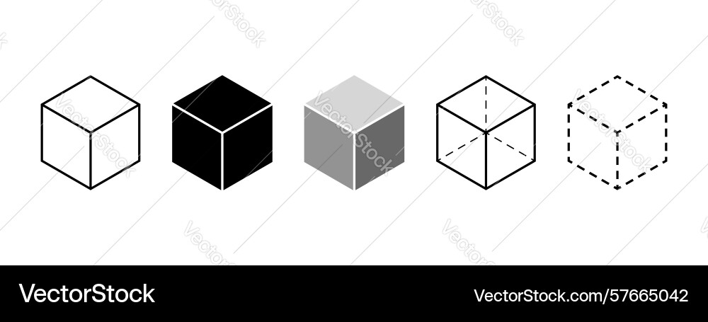 Cube shapes in 3d projection isometric squares Cube shapes in 3d projection isometric squares vector image