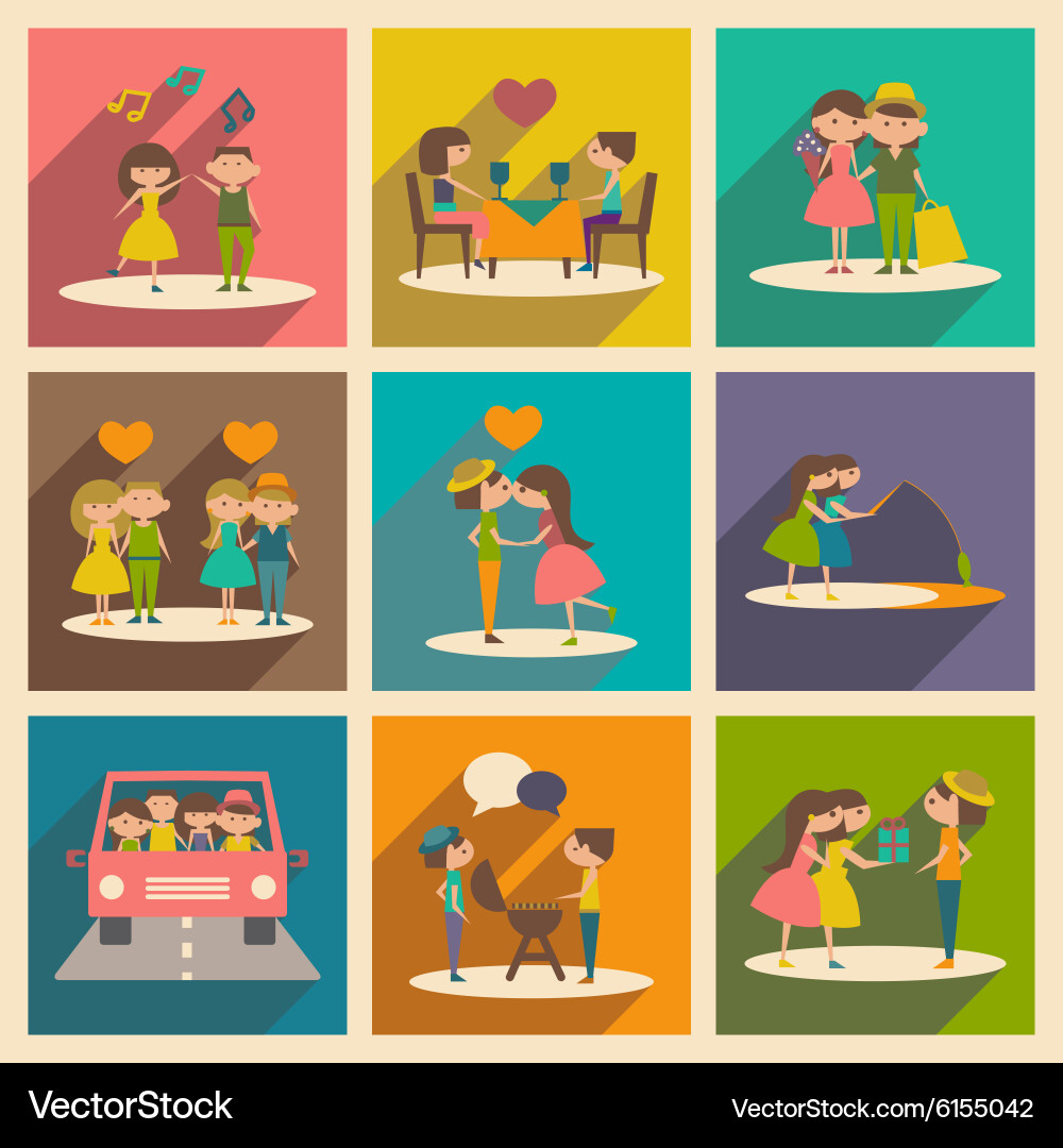 Flat with shadow concept and mobile application Vector Image