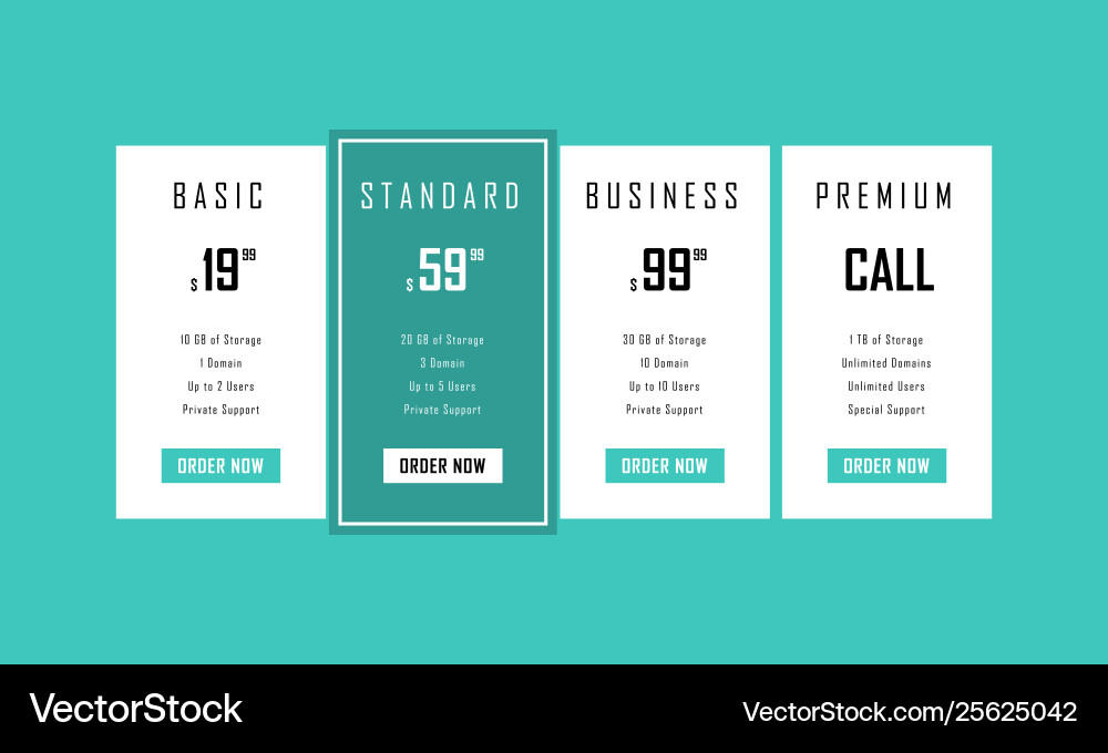 Four tariffsinterface for site web design Four tariffsinterface for site web design vector image