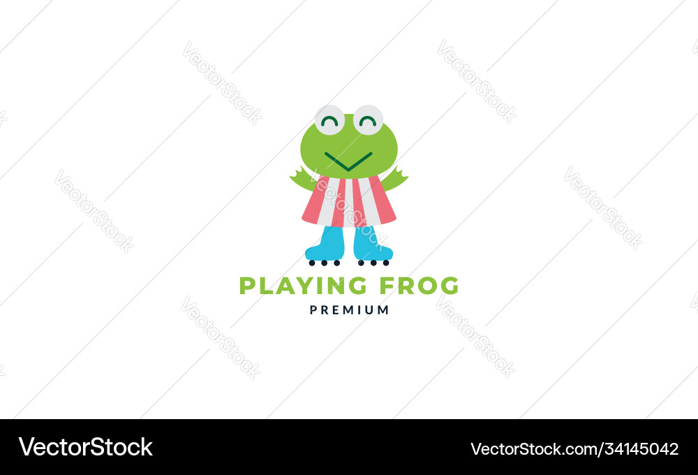 Frog or toad with dress cute cartoon logo icon Vector Image