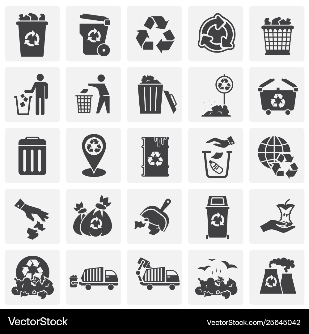 Garbage related icons set on background Vector Image