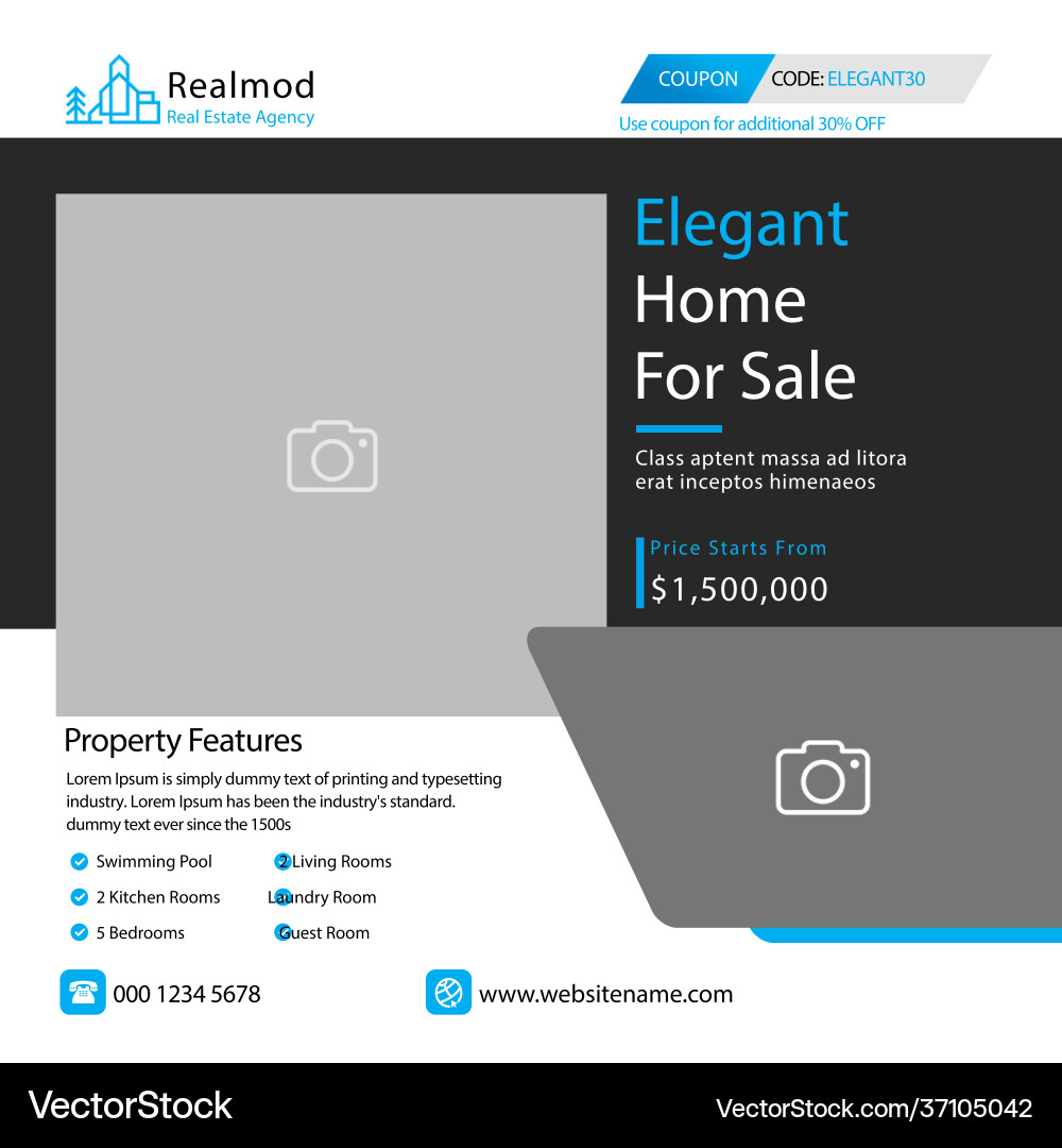 Immobilien Social Media Banner Vorlage vektorbild