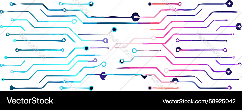 Interconnected colorful circuit network lines Vector Image