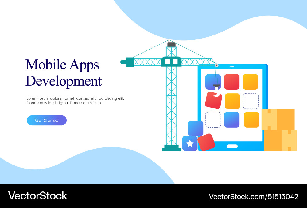 Landing page template for mobile app development vector image
