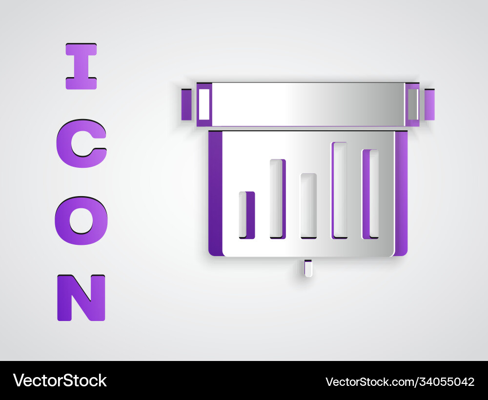 Paper cut board with graph chart icon isolated Paper cut board with graph chart icon isolated vector image
