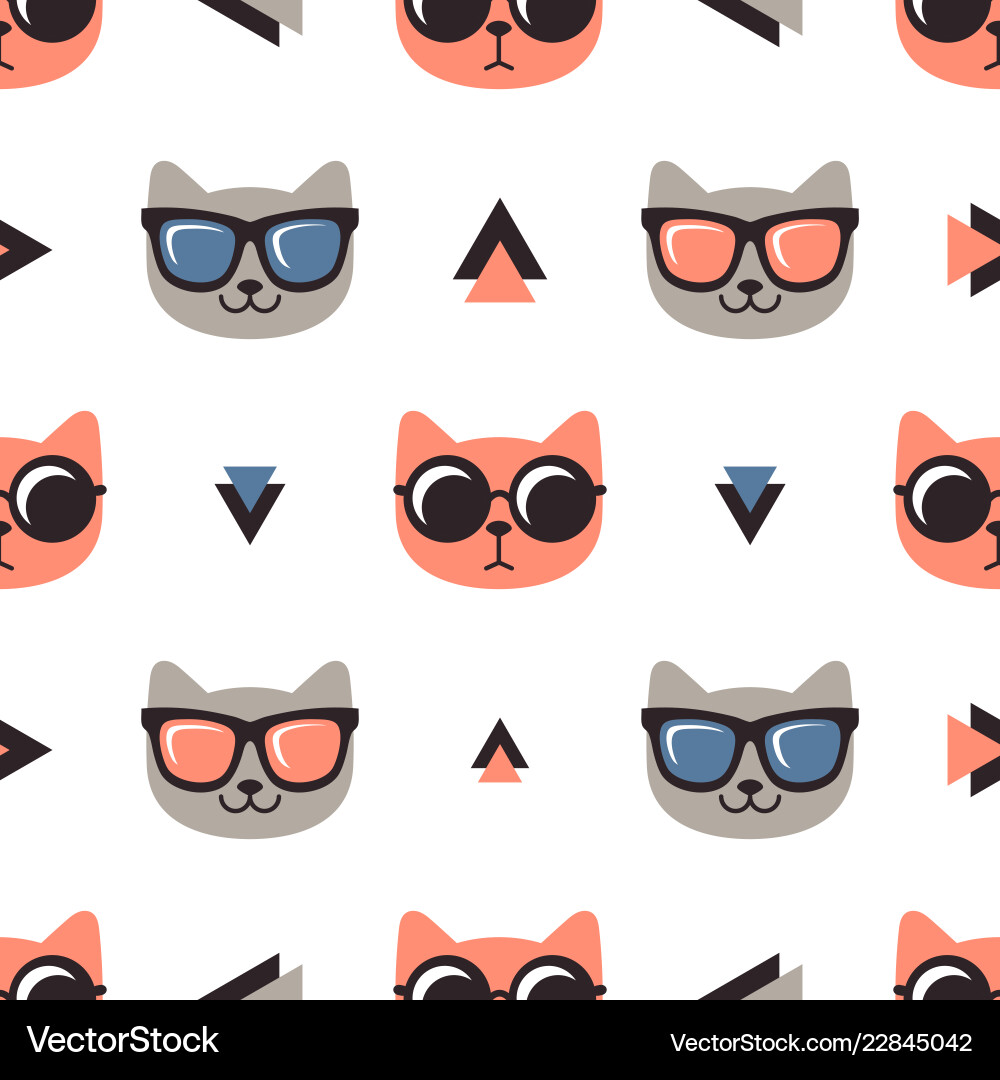 Pattern with cats glasses on white background Pattern with cats glasses on white background vector image
