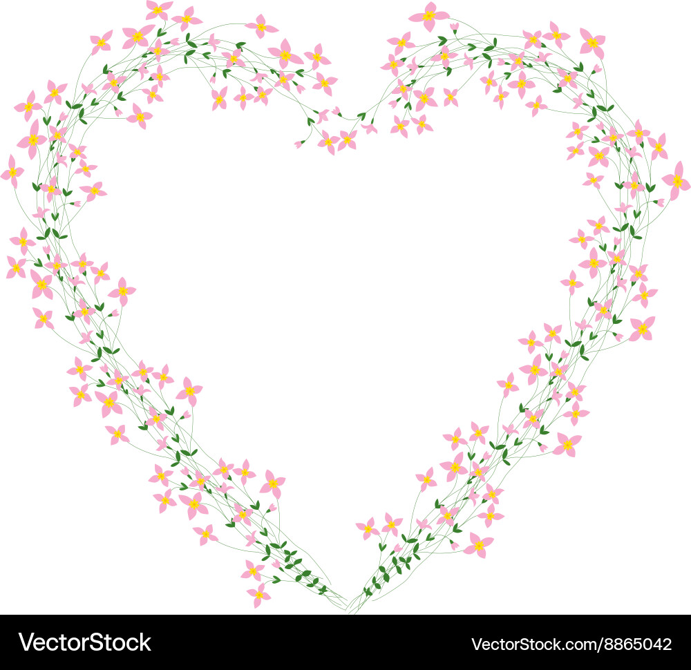 Pink Floral Heart Wreath Vector Image
