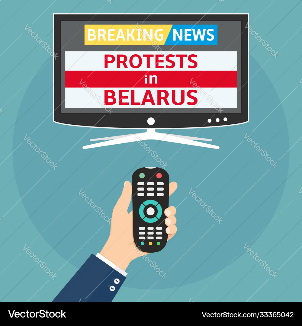Protests in belarus breaking news flat design Vector Image
