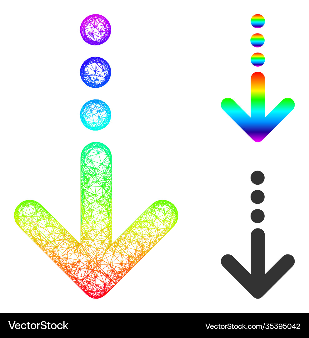 Rainbow net mesh gradient send down icon Rainbow net mesh gradient send down icon vector image