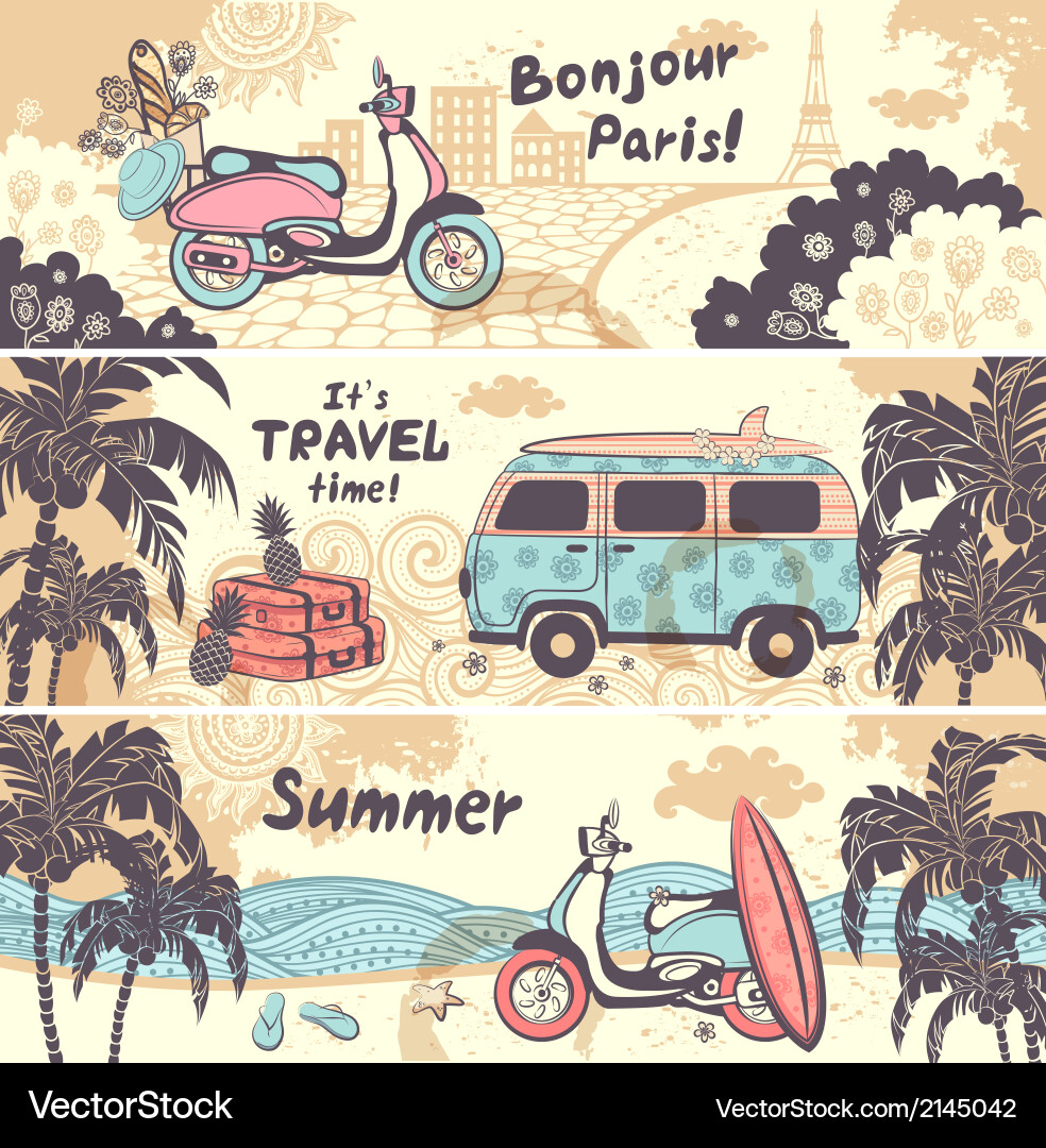Retro Summer Travel Banners vector image
