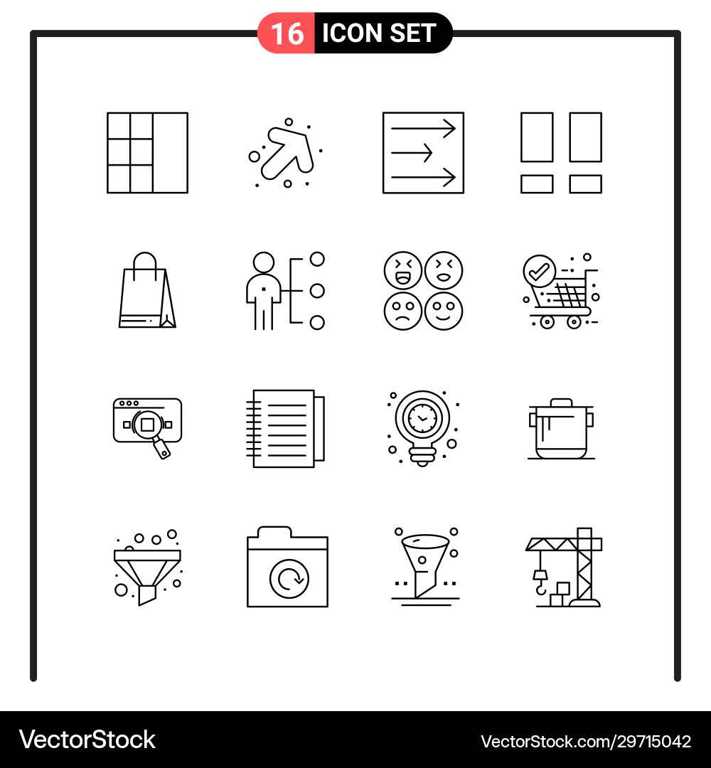 Set 16 line style icons for web and mobile Set 16 line style icons for web and mobile vector image