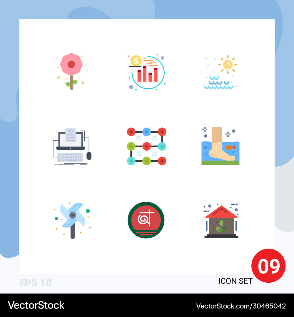 Set 9 flat colors on grid for pattern screen vector image