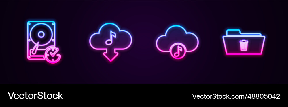 Set line hard disk drive with clockwise cloud vector image