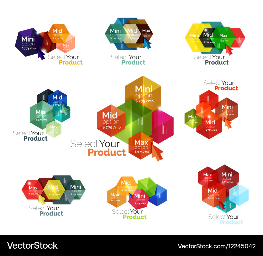 Set of hexagon navigation option diagrams Vector Image