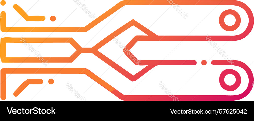 Tech circuit flow icon data connection element vector image