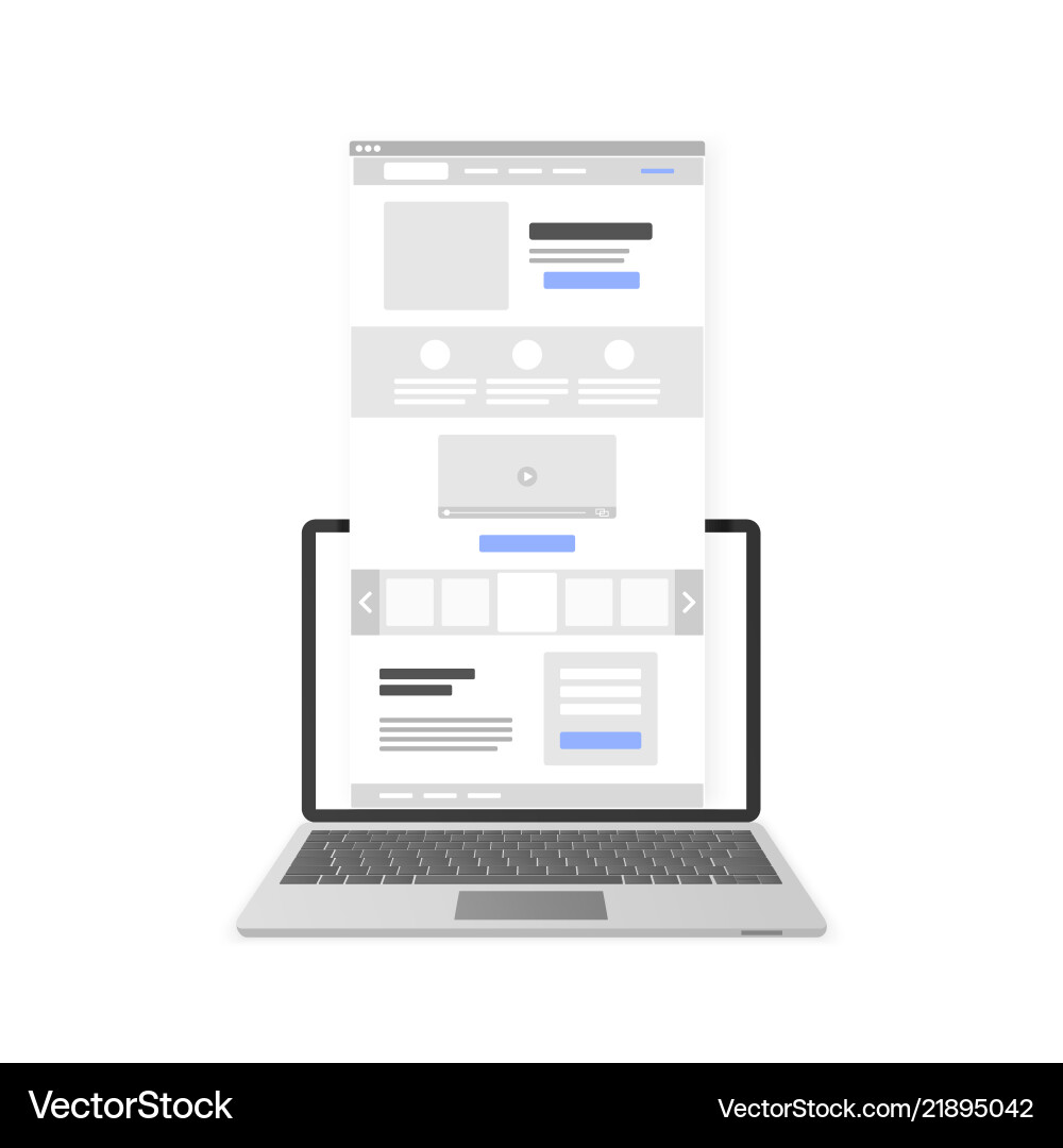 Website landing page with call to action button Website landing page with call to action button vector image