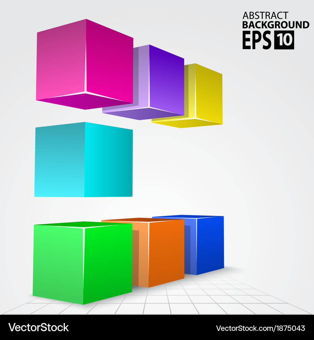 3d colorful cube arc abstract background vector image