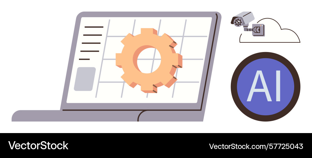 Ai technology integrating data monitoring with Ai technology integrating data monitoring with vector image