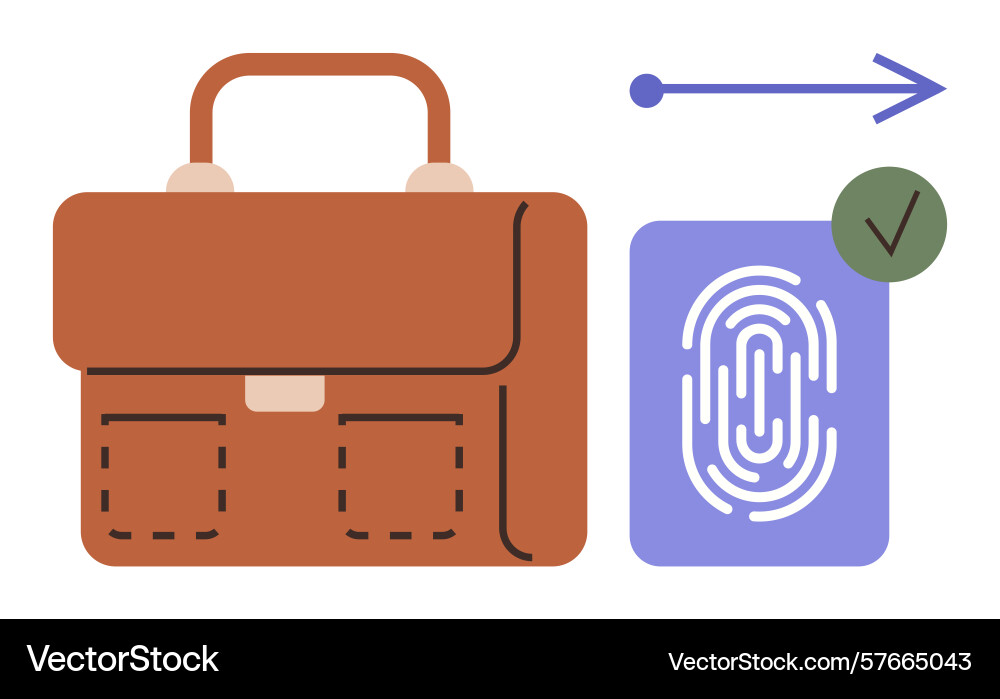 Briefcase and fingerprint verification Briefcase and fingerprint verification vector image