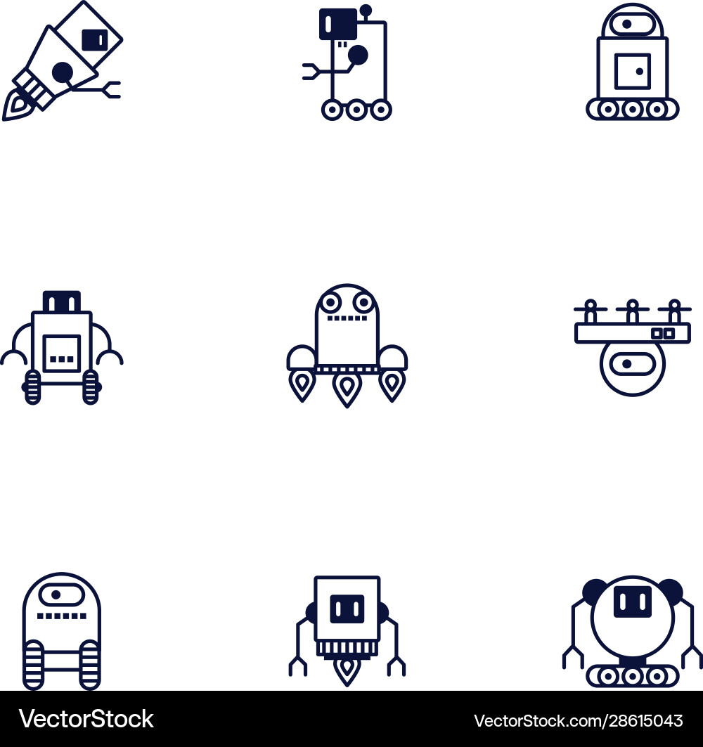 Bundle robots cyborg set icons Bundle robots cyborg set icons Vector Image