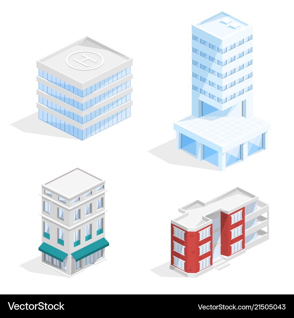 City buildings isometric 3d vector image