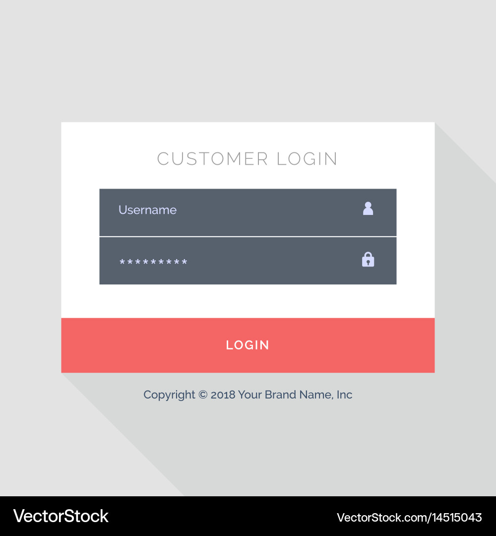 Flat white login form ui template design vector image