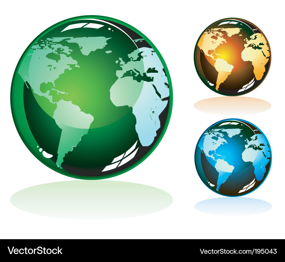 Glossy Erdgloben Icons Vektorbild