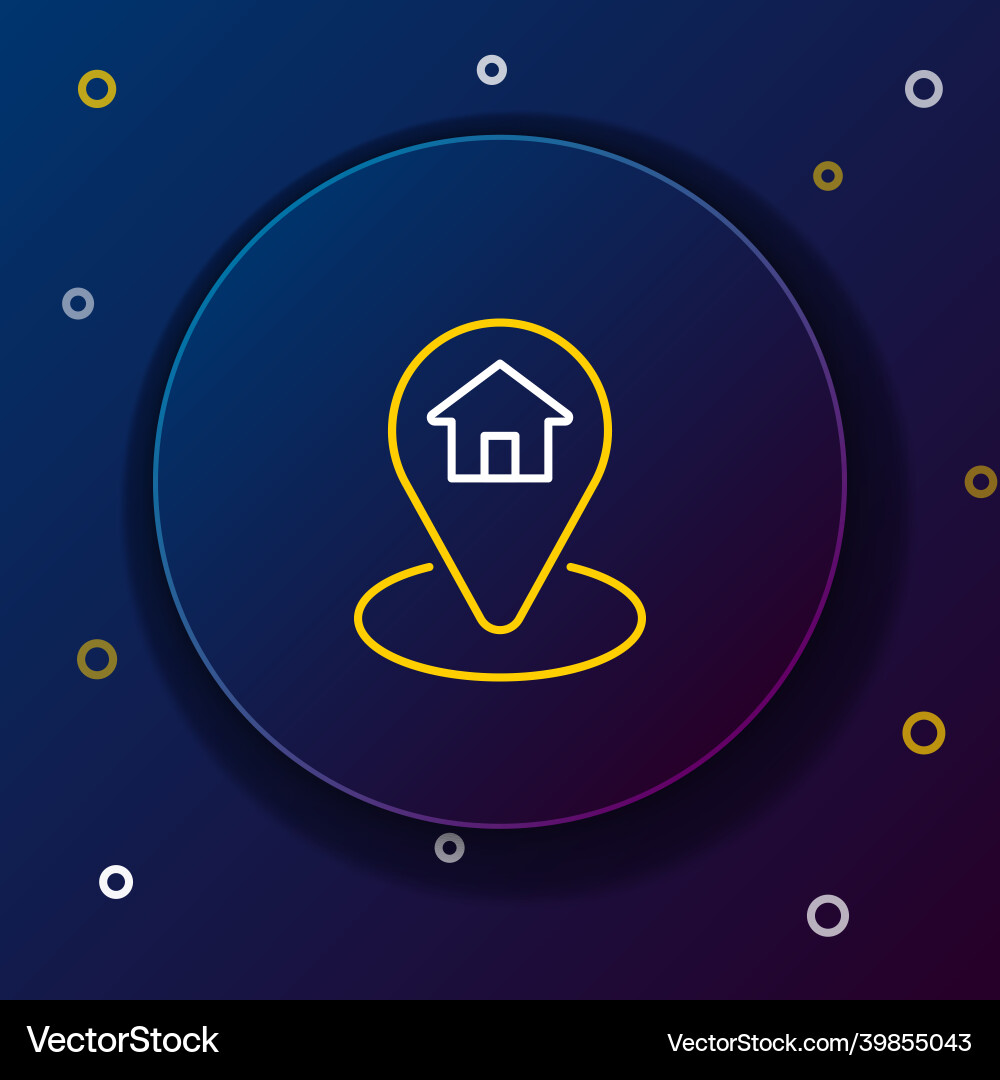 Line map pointer with house icon isolated on blue Line map pointer with house icon isolated on blue vector image