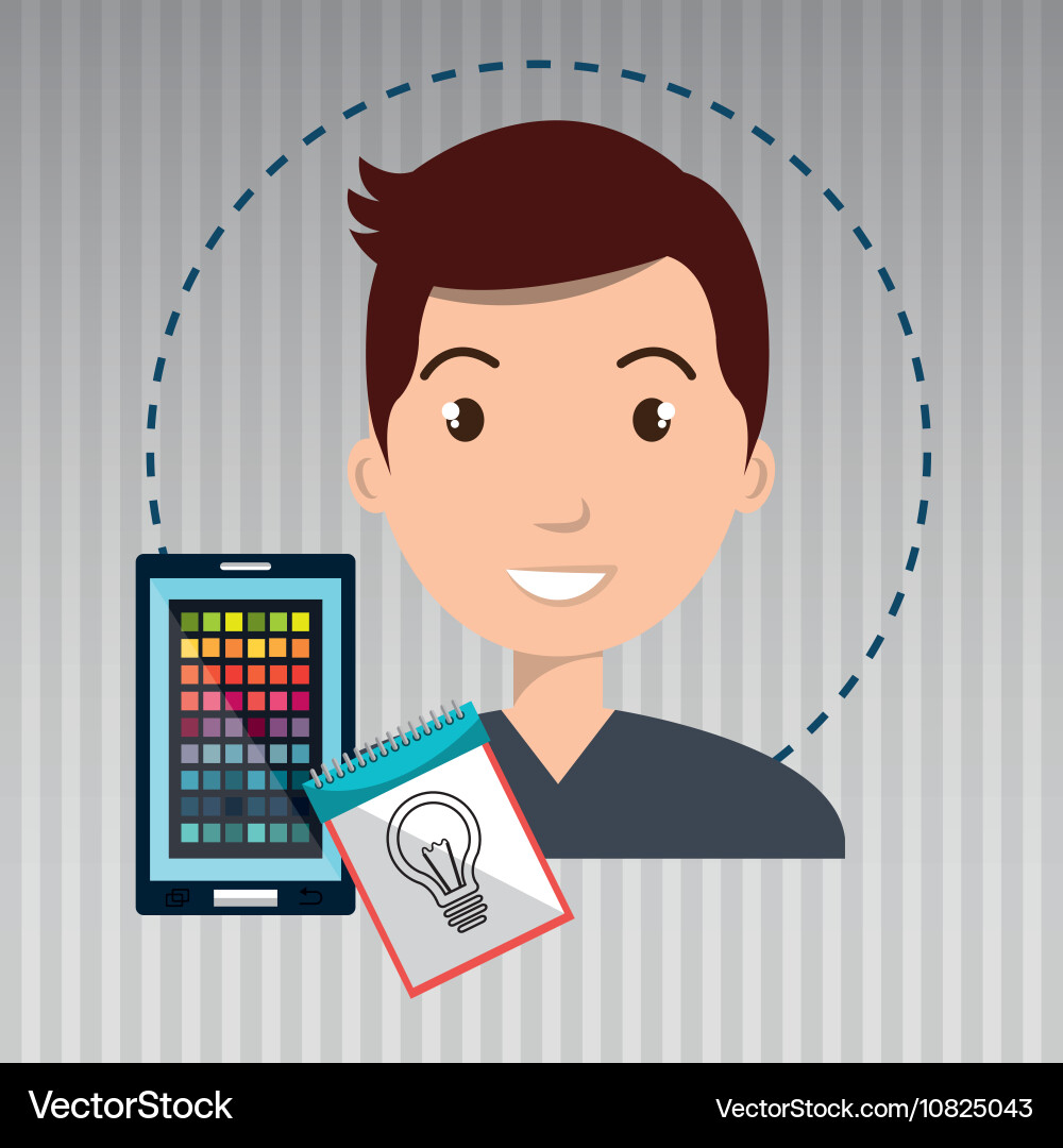 Man smartphone color chart idea Vector Image