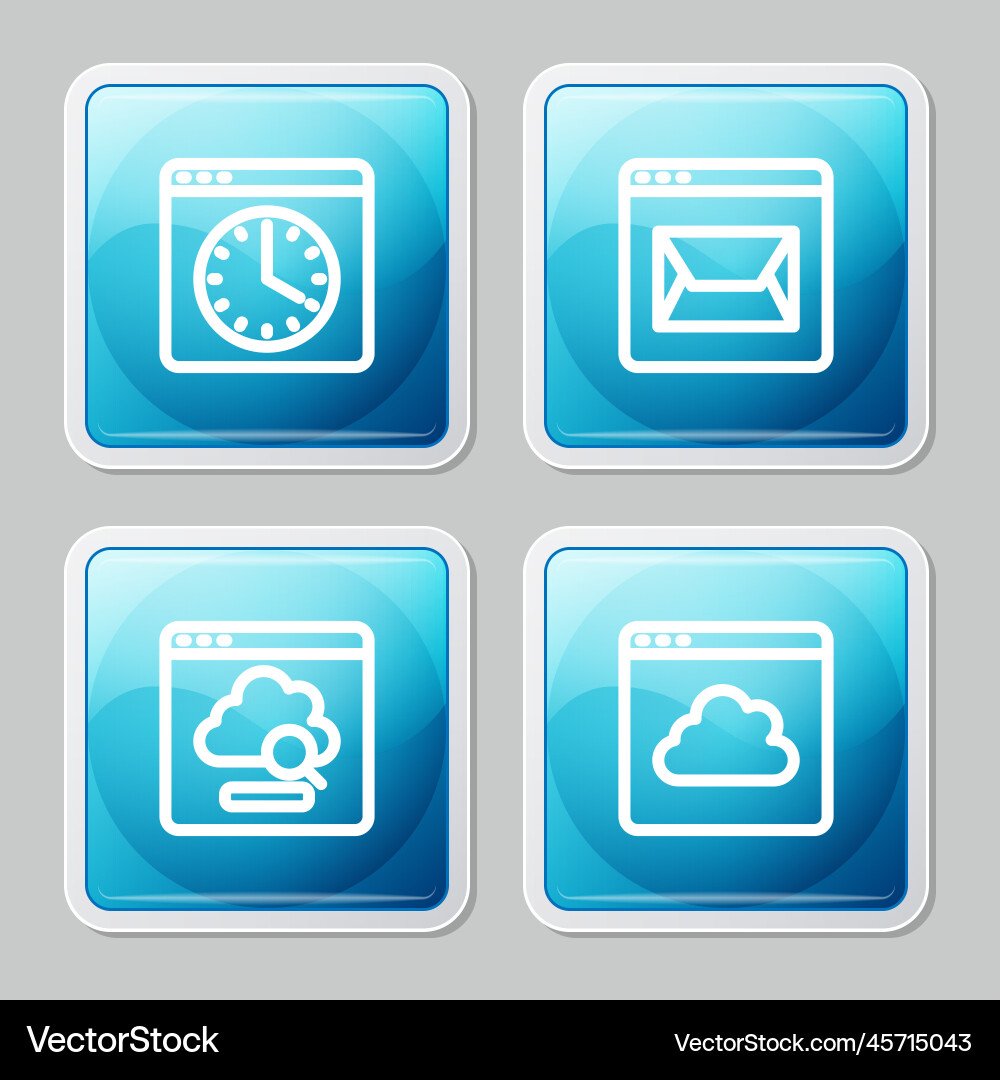Set line browser window website and mail cloud Set line browser window website and mail cloud Vector Image