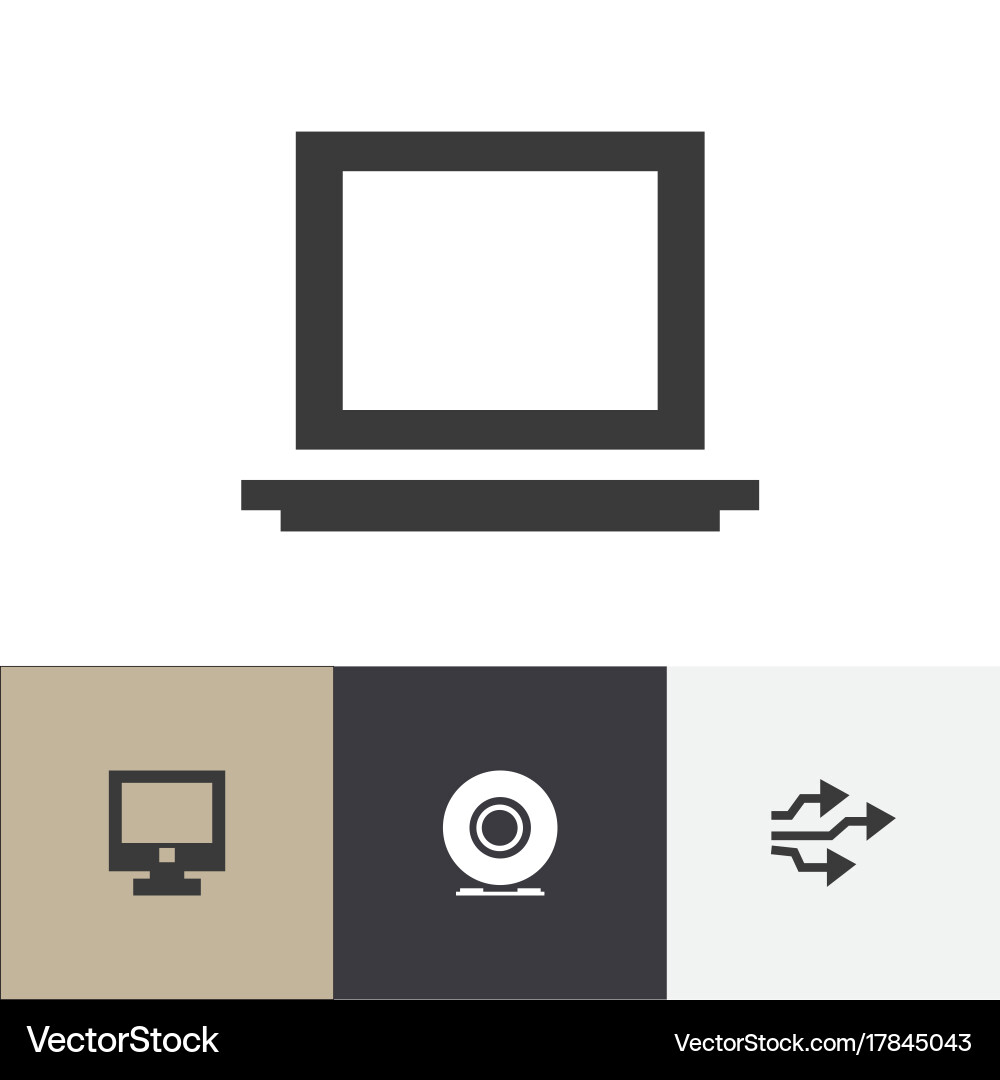 Set of 4 editable computer icons includes symbols vector image