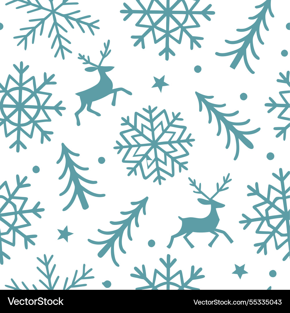 Snowflake and reindeer seamless tile pattern Vector Image