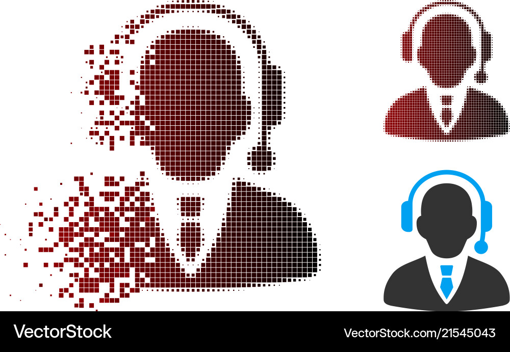 Sparkle pixel halftone call center operator icon Sparkle pixel halftone call center operator icon vector image