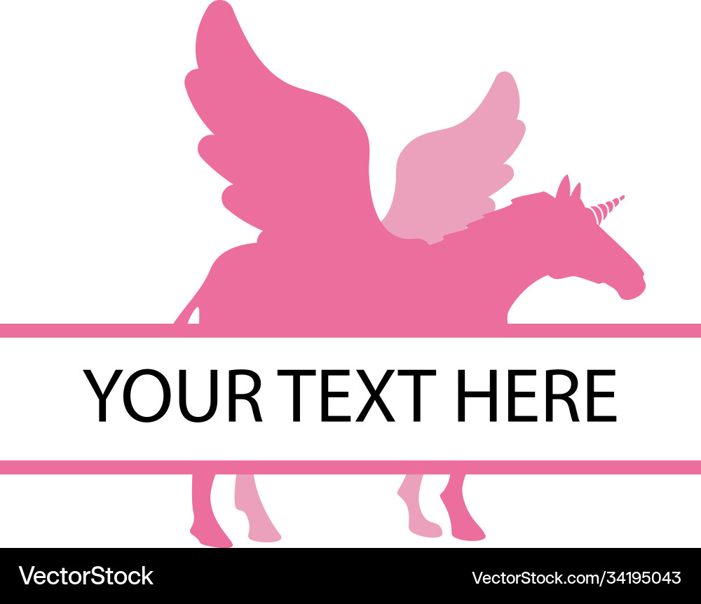 Unicorn with split text design template isolated vector image