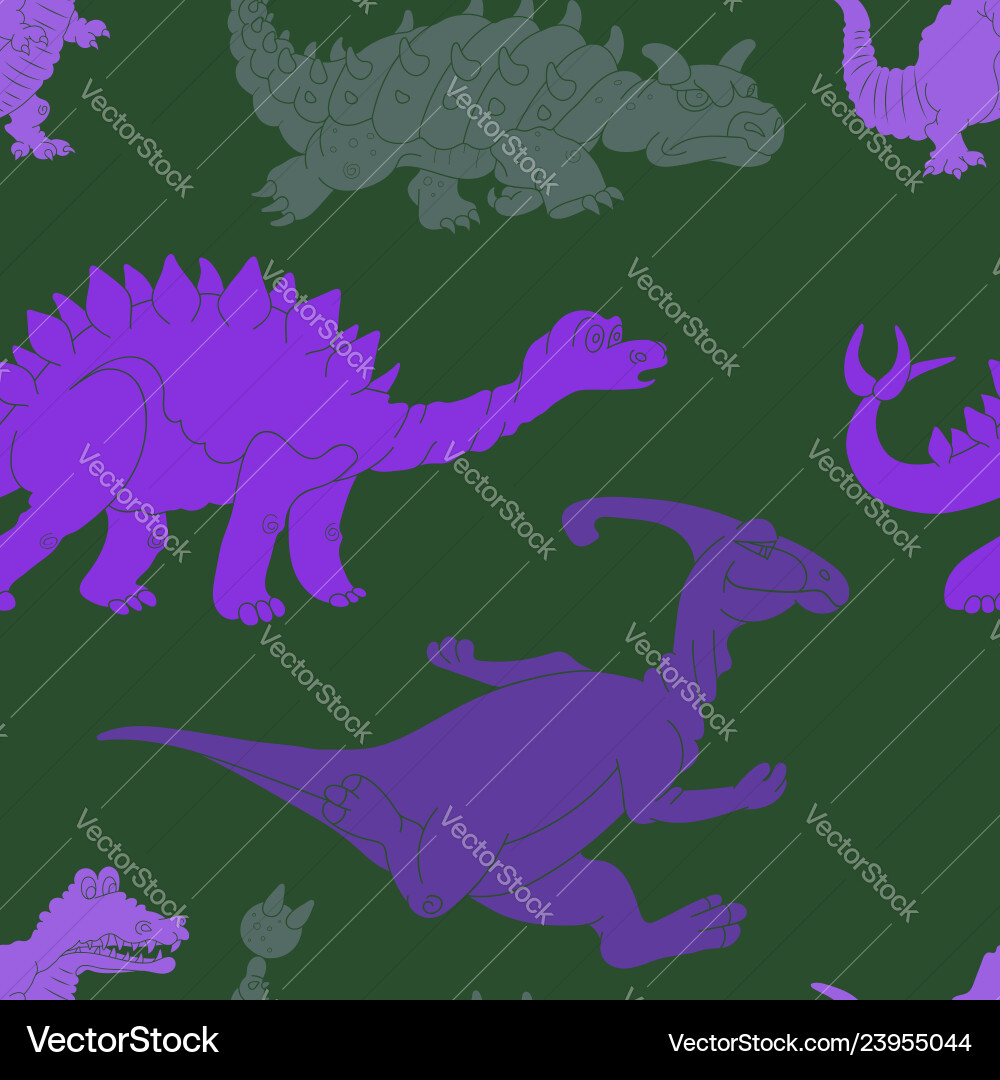 A seamless repeating pattern of dinosaurs vector image