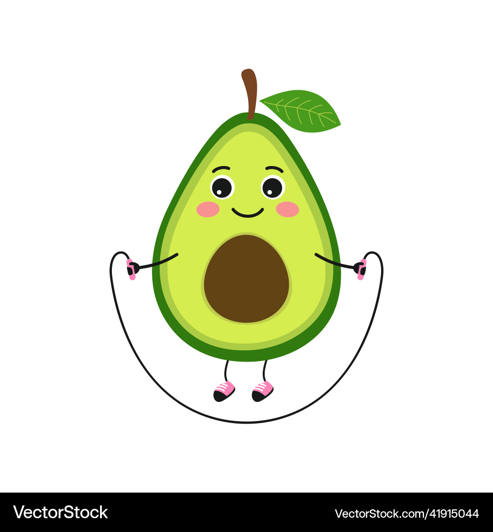 Avocado character doing exercises Avocado character doing exercises Vector Image