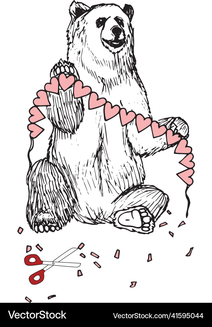 Bear with a string of hearts Vector Image