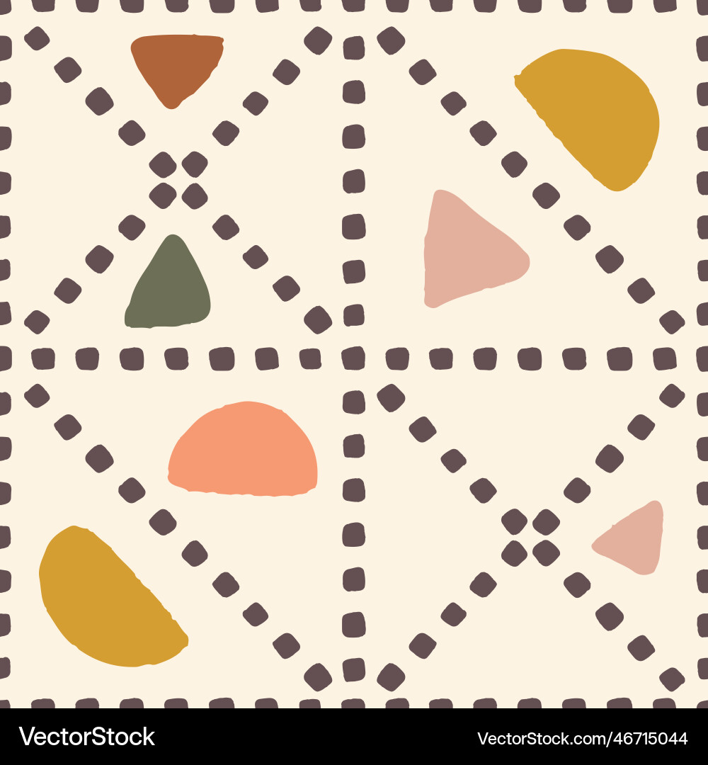 Boho abstract shapes geometric seamless pattern vector image