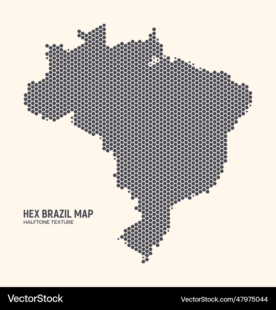 Brazil map hexagonal halftone texture on light vector image