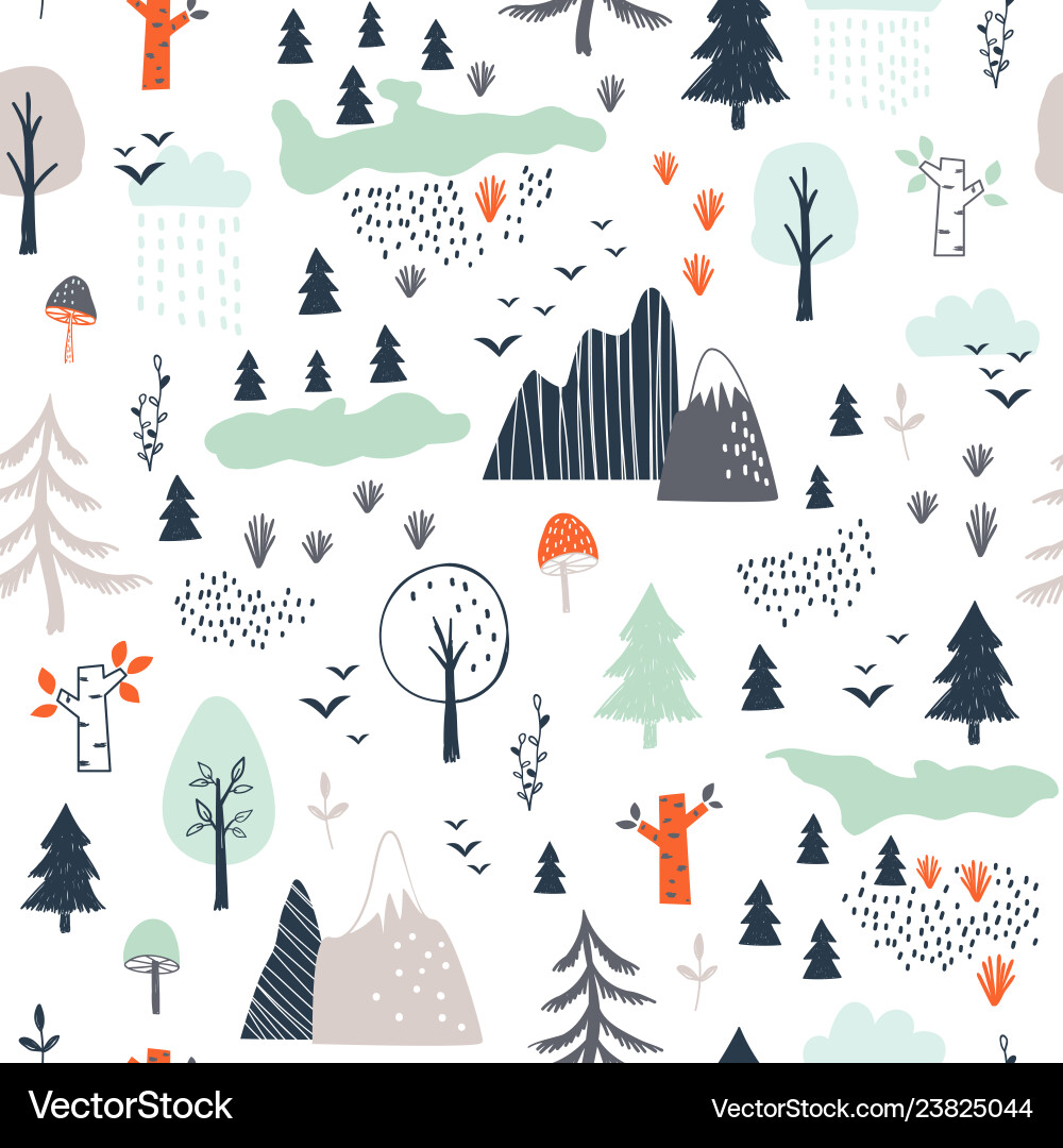 Childhood Woodland Pattern vector image