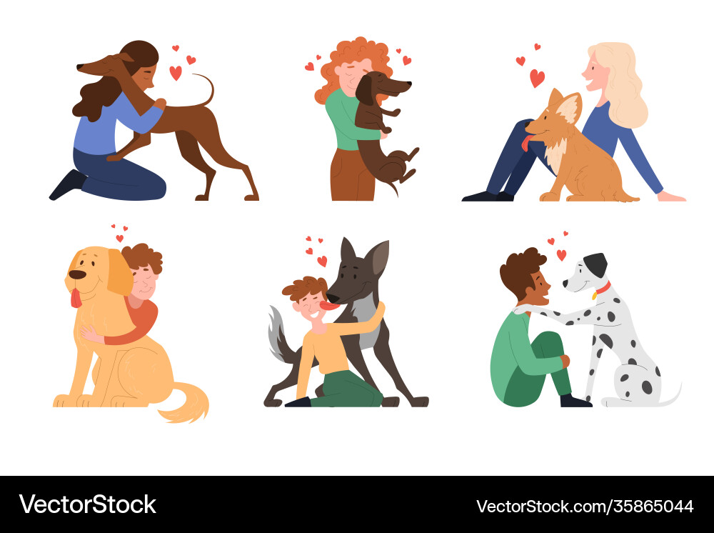 Children and Puppy Hugs vector image