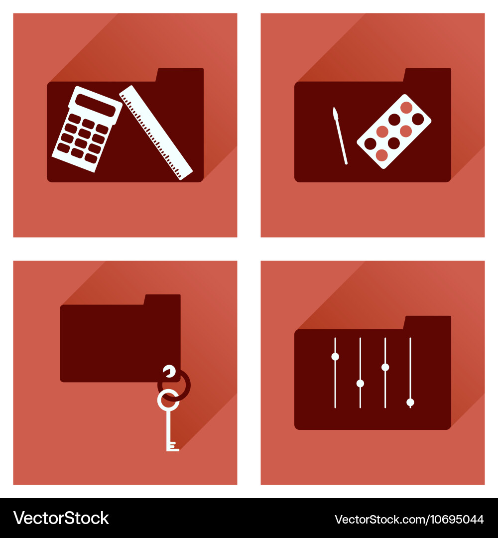Concept of flat icons with long shadow folder vector image