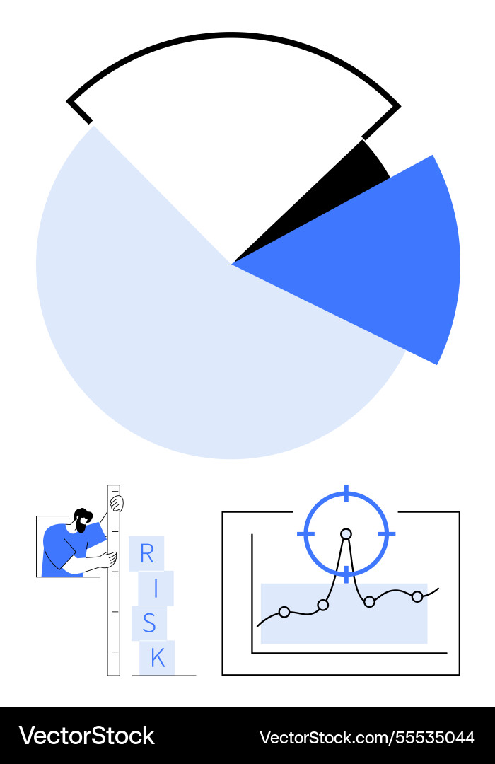 Data analysis with pie chart risk assessment Data analysis with pie chart risk assessment vector image