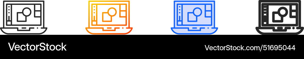 Designing iconthin linear gradient blue stroke Designing iconthin linear gradient blue stroke vector image