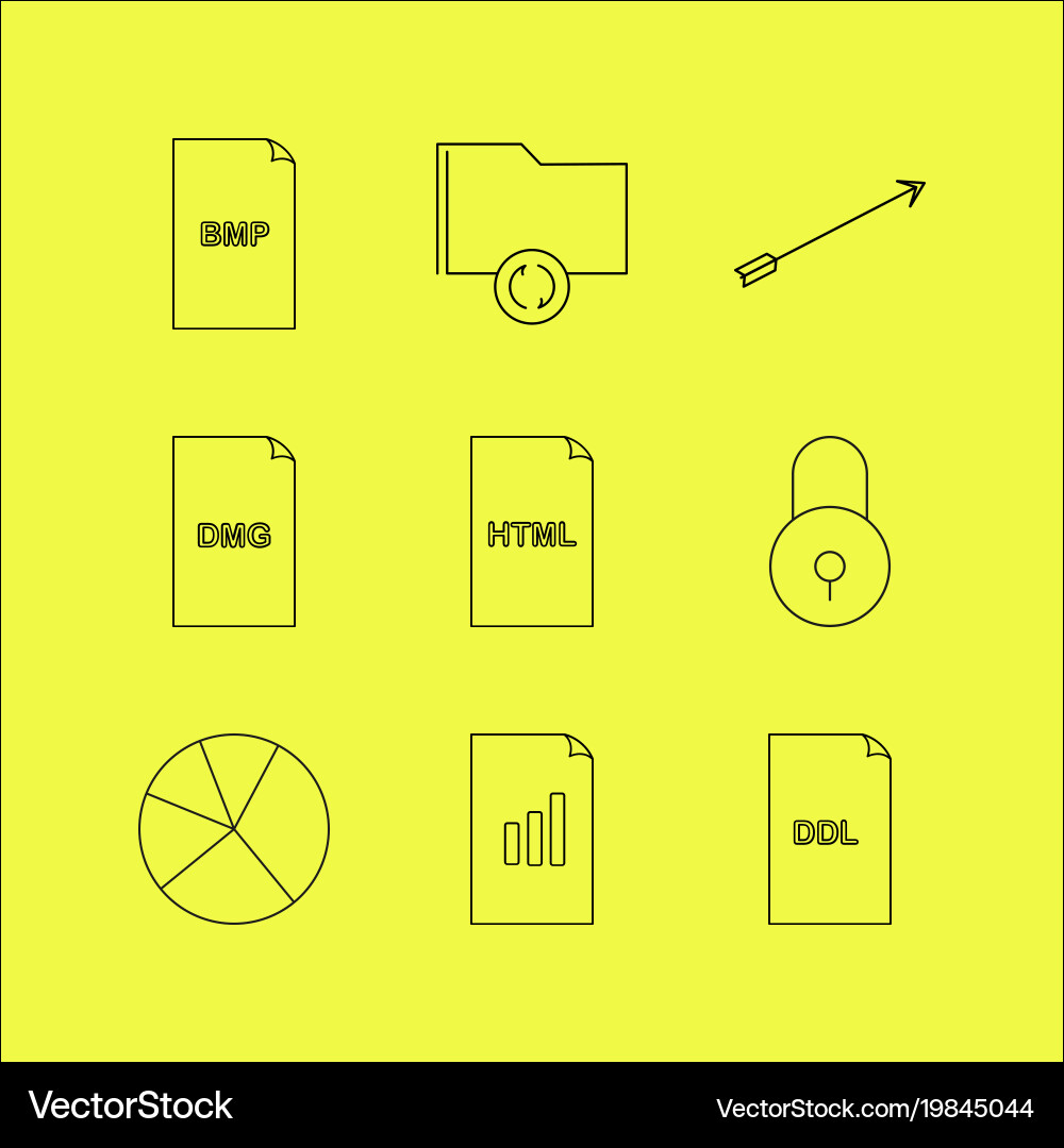 Files and folders linear icon set simple outline vector image