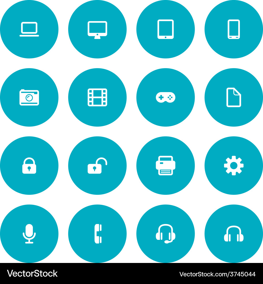 Flat icon set for web and mobile technology icons vector image