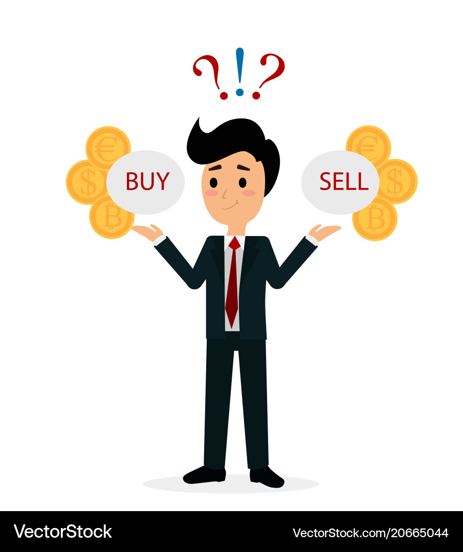 Funny Trader Character Analyzing Shares vector image