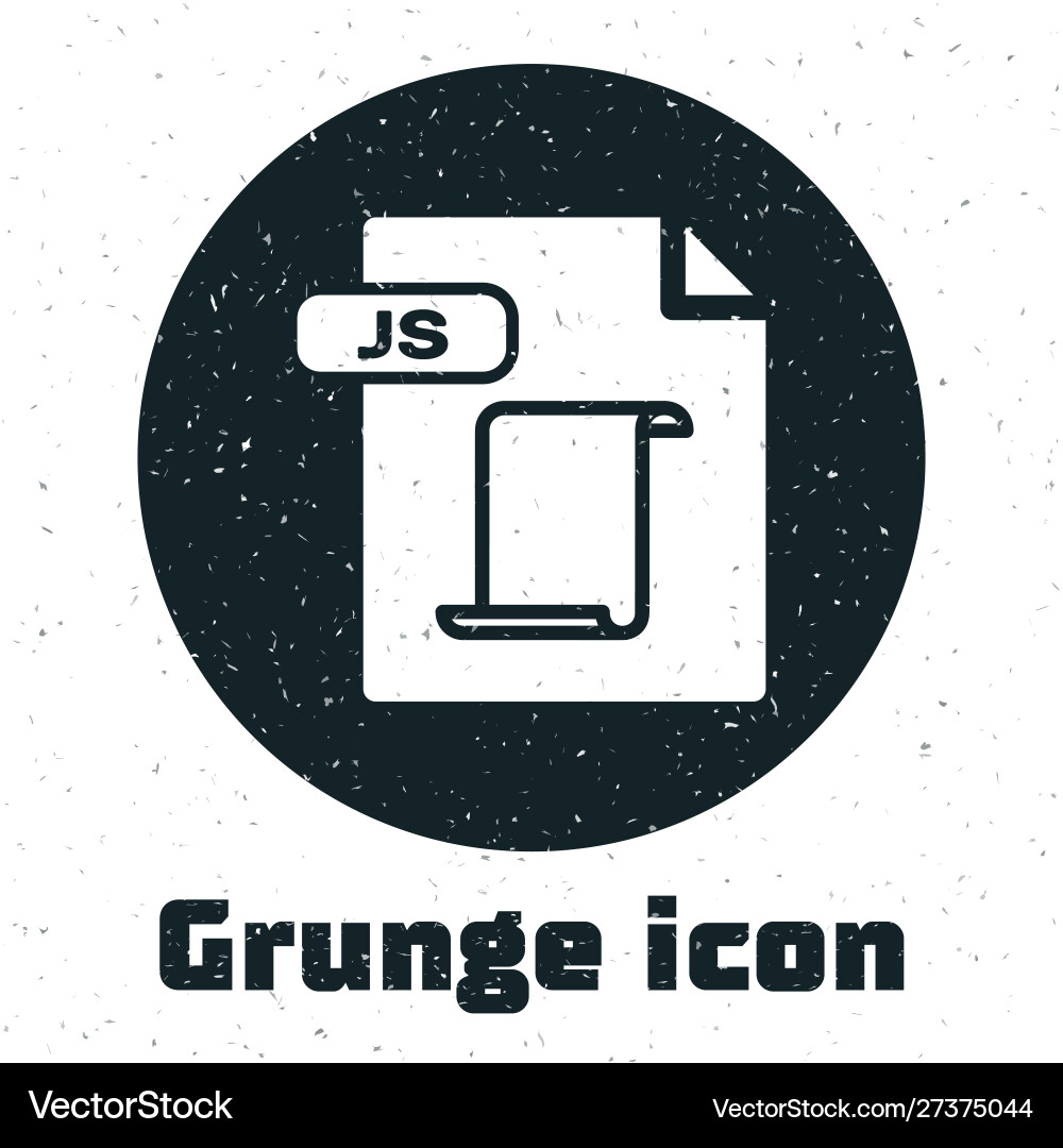 Grunge js file document download button icon Grunge js file document download button icon vector image