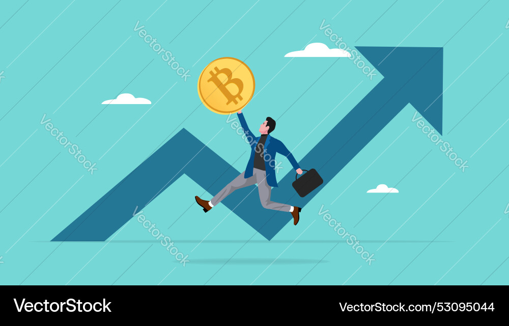 Increase in the value of bitcoin currency Vector Image
