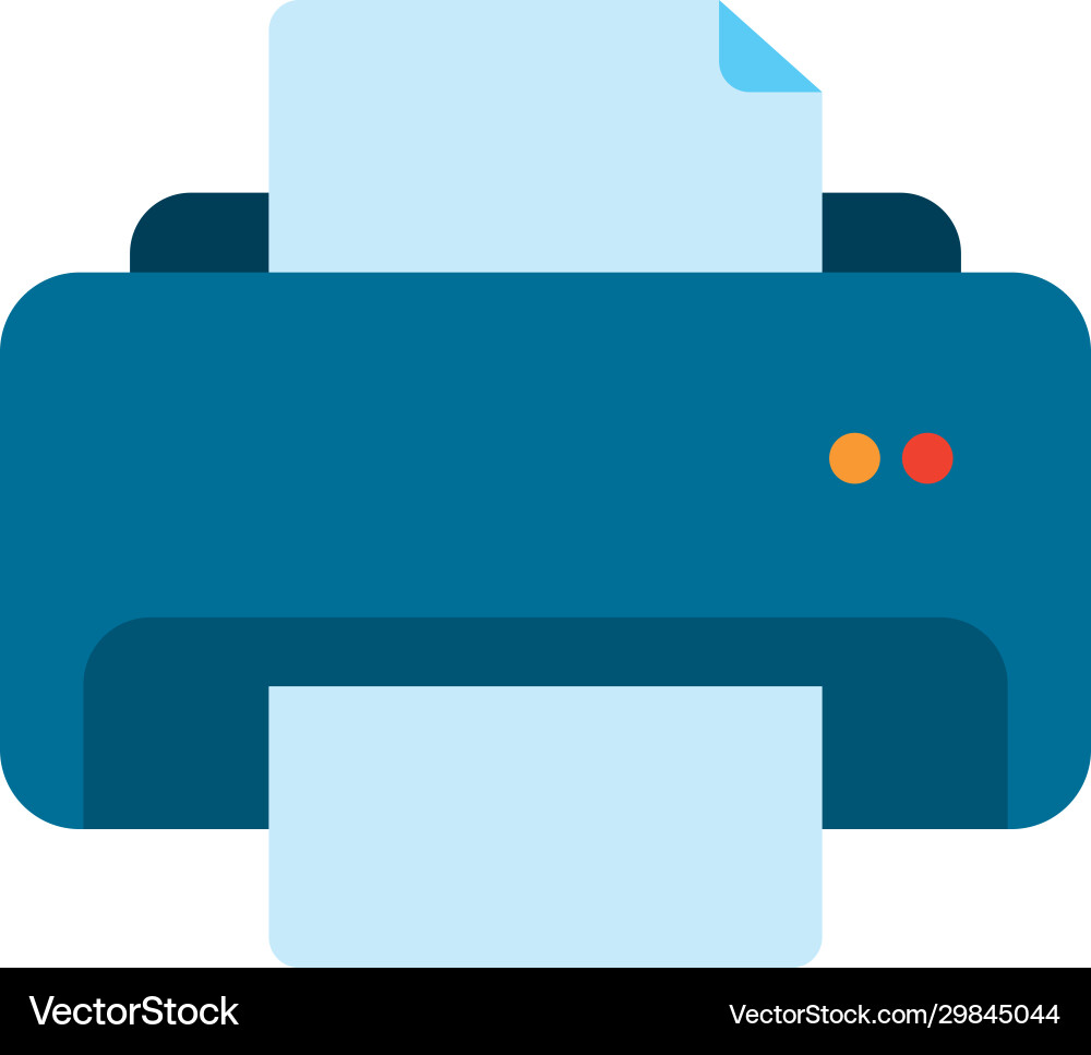 Isolated printer with data document flat style vector image